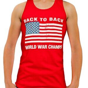 Back To Back World War Champs Champions USA Flag Men's Tank Top S-3XL RED